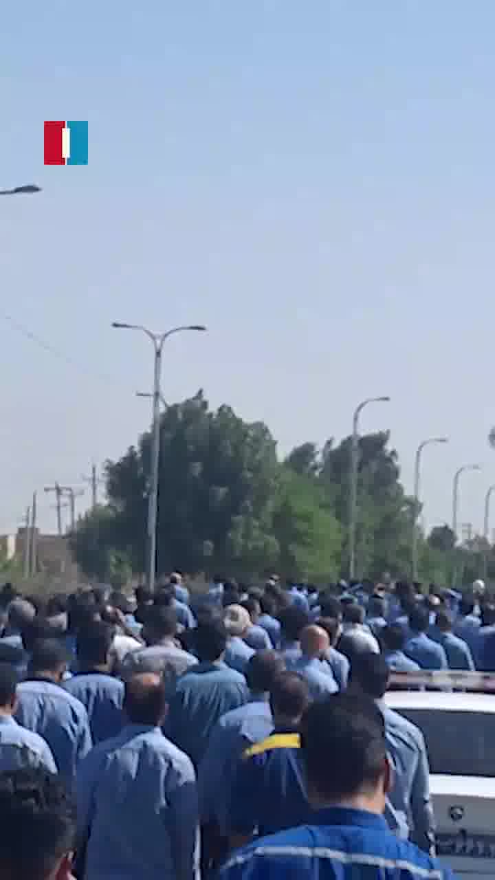 Workers at Iran National Steel Industrial Group in Ahvaz staged a protest on Monday, demanding unpaid wages and benefits, according to videos sent to Iran International
