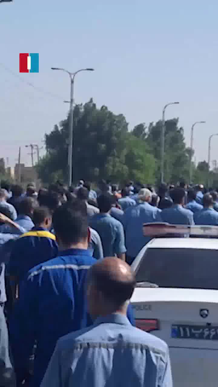Workers at Iran National Steel Industrial Group in Ahvaz staged a protest on Monday, demanding unpaid wages and benefits, according to videos sent to Iran International