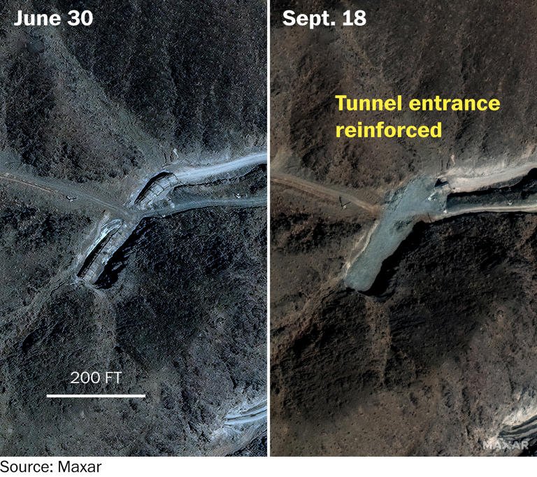 The underground enrichment facility south of Natanz has received two significant upgrades since the 12 day war.  1. Construction of long walls to prevent any potential infiltration operations.  2. Reinforcement of the outer section of the underground entrance tunnel