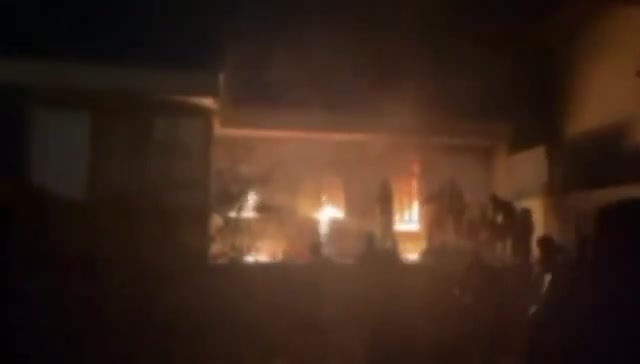 Iranian protesters set fire to the regime’s Basij headquarters in Asadabad, near Hamadan in western Iran, to chants of Death to Khamenei and Curse on Khomeini.”