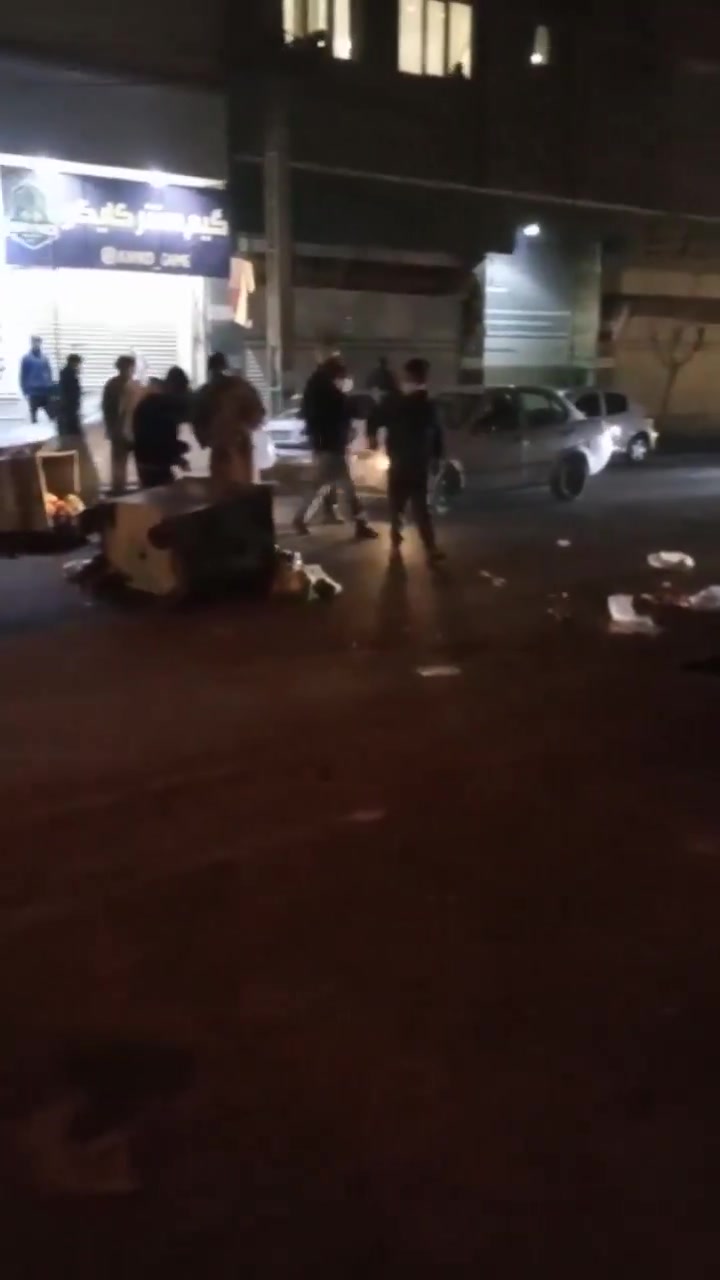 Protests are taking place in the streets of Karaj, Iran.