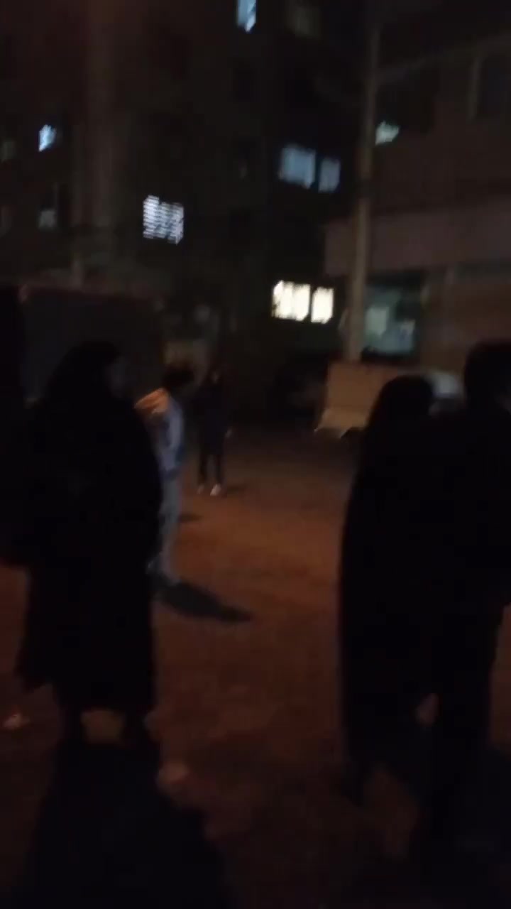 Protests are taking place in the streets of Karaj, Iran.