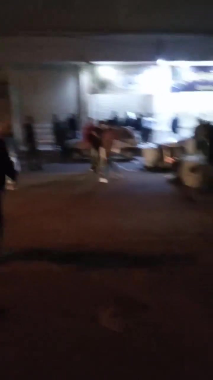 Protests are taking place in the streets of Karaj, Iran.