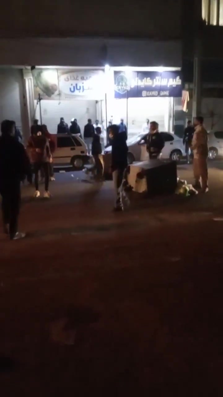Protests are taking place in the streets of Karaj, Iran.