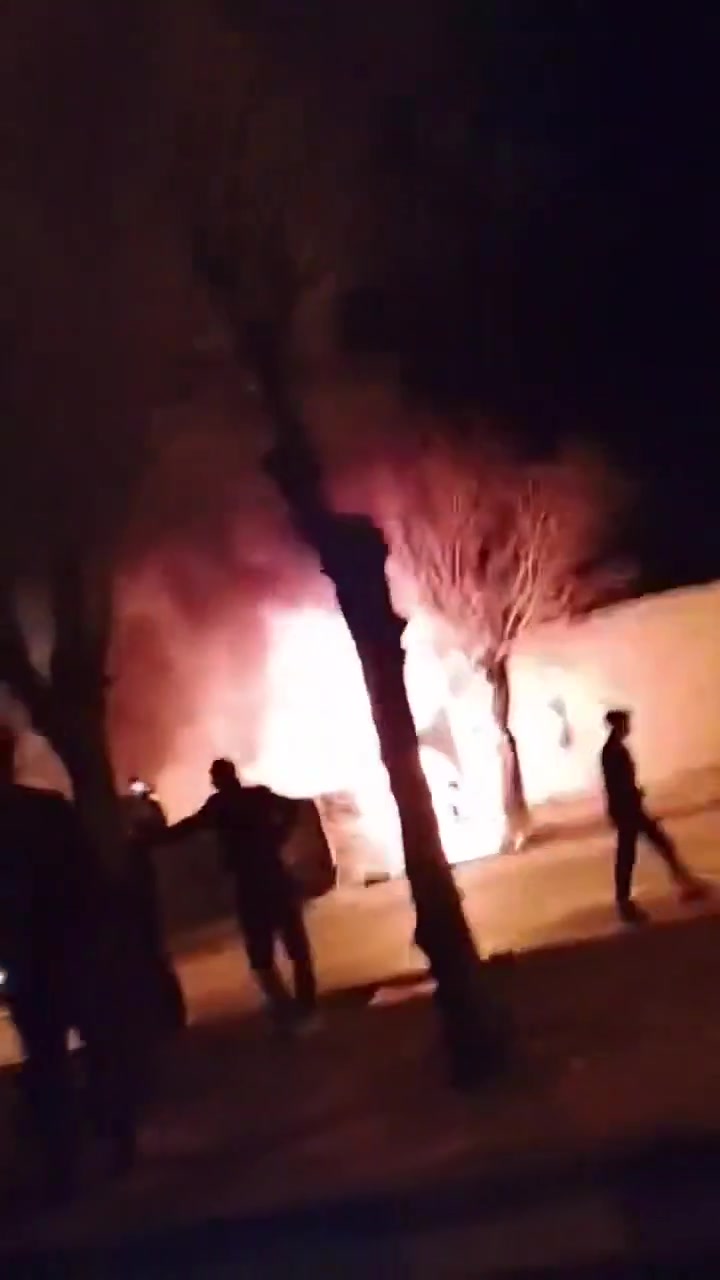 Protestors set fire to a local police station in Azna, Lorestan Province