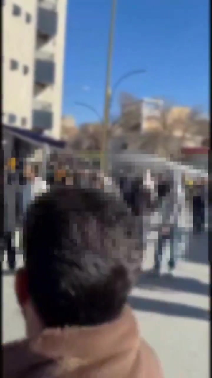 Security forces are trying to disperse protests in Shahrekord. Demonstrators are resisting and chanting, Down with Khamenei.