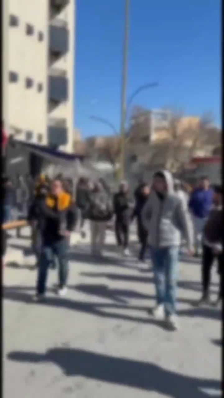 Security forces are trying to disperse protests in Shahrekord. Demonstrators are resisting and chanting, Down with Khamenei.