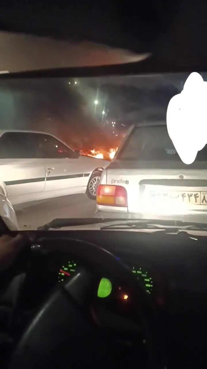 Protesters blocking roads, tonight, in Bandar Abbas, Hormozgan province