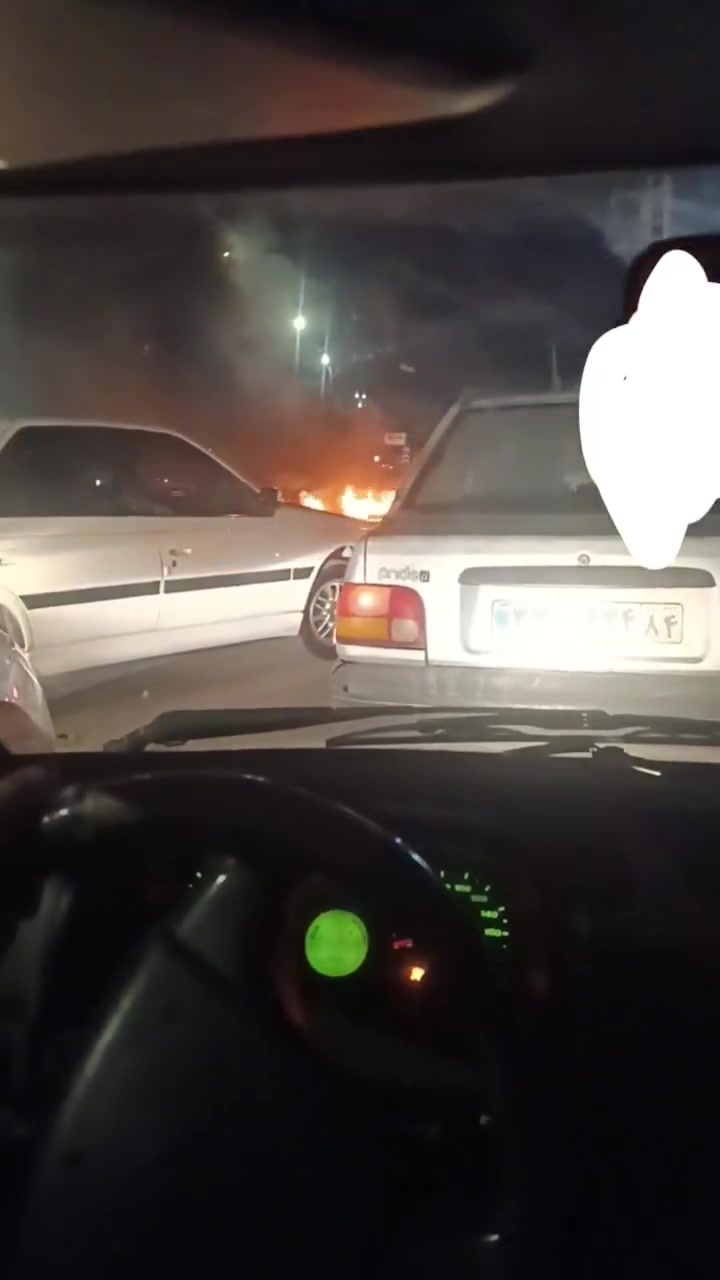 Protesters blocking roads, tonight, in Bandar Abbas, Hormozgan province