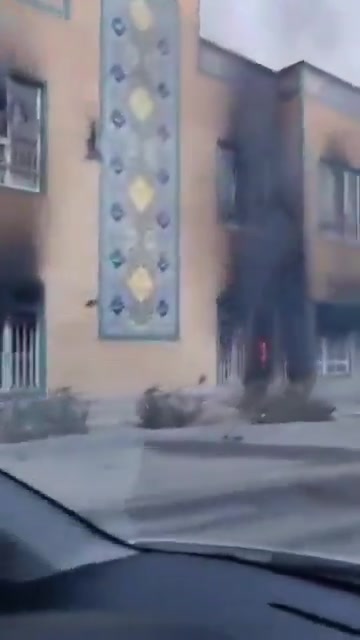 Mashhad, northeast Iran: During the anti-regime protests, the people of Mashhad set fire to regime buildings, including seminaries used to rally Basij units and other regime forces