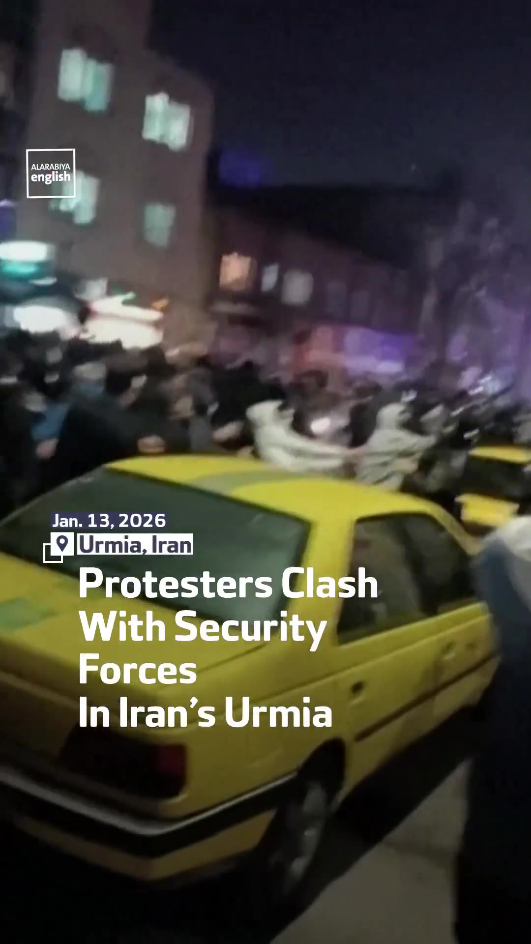 Social media footage shows protesters clashing with security forces in Urmia in Iran’s West Azerbaijan province