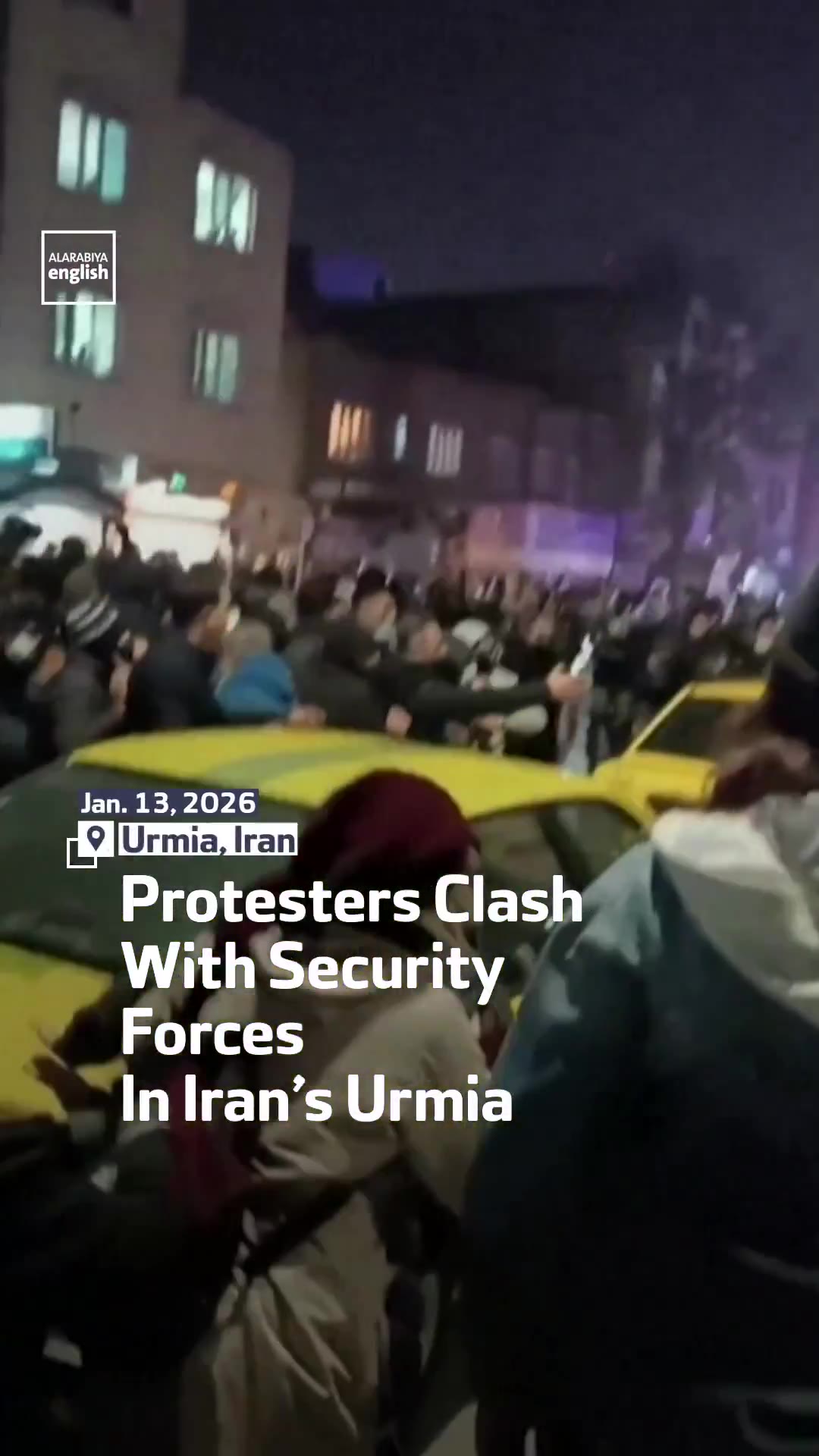 Social media footage shows protesters clashing with security forces in Urmia in Iran’s West Azerbaijan province