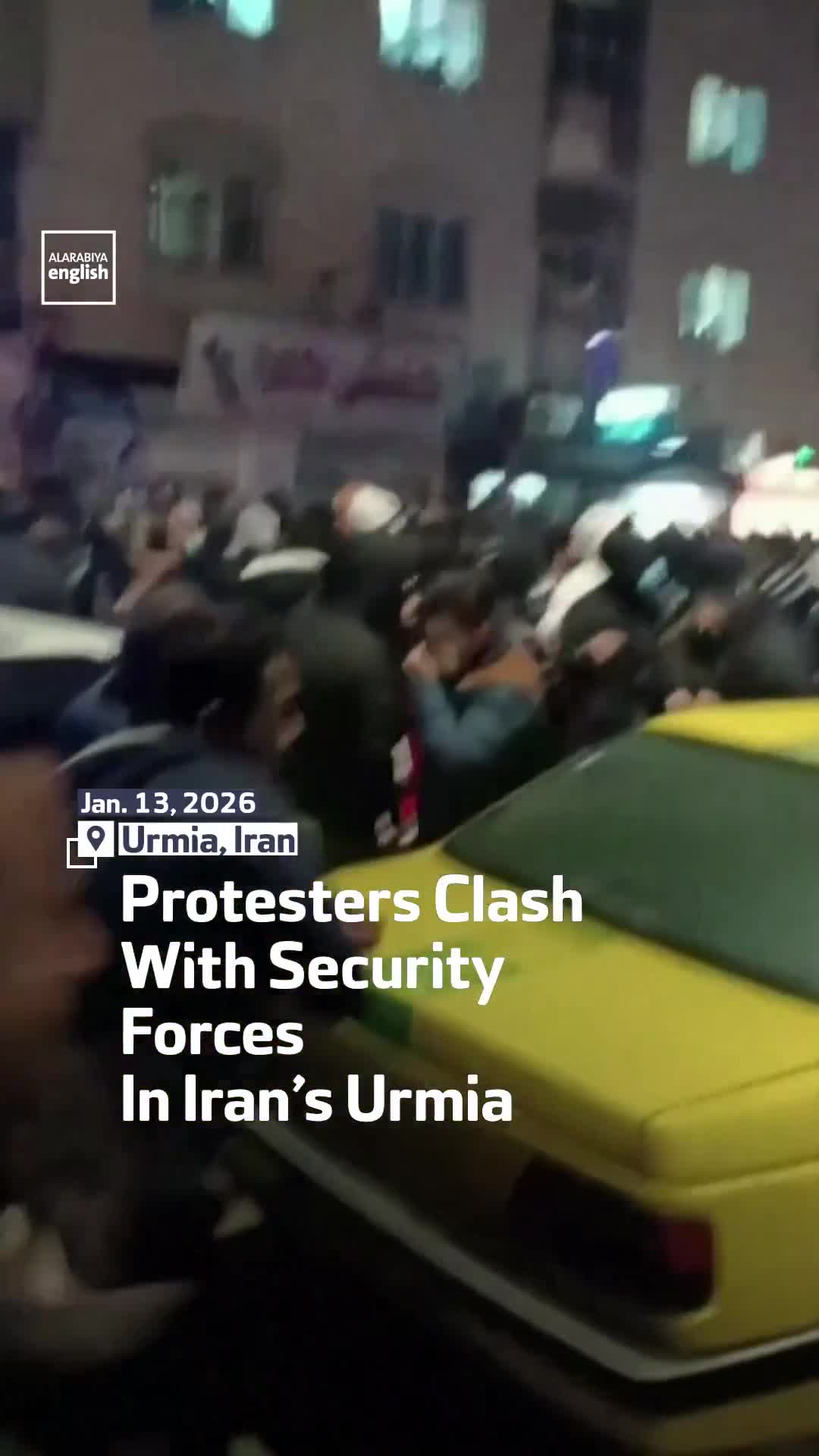 Social media footage shows protesters clashing with security forces in Urmia in Iran’s West Azerbaijan province