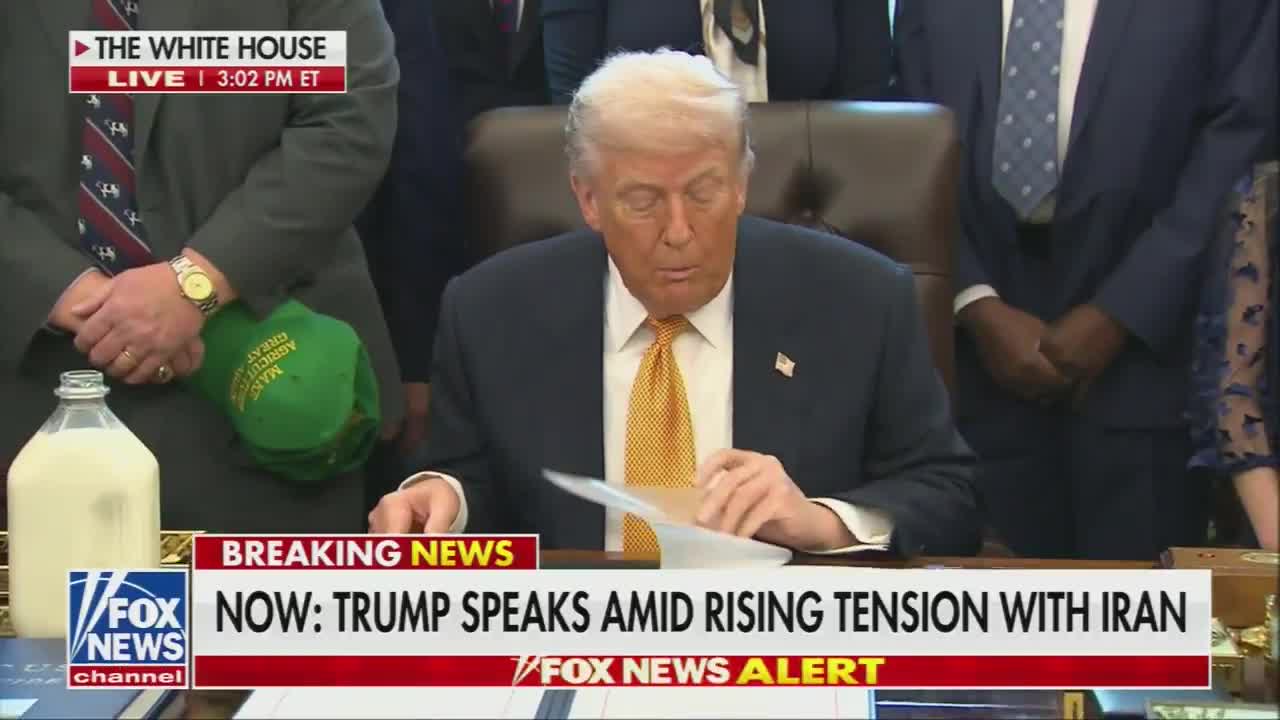 Trump says he has been told that killing in Iran has stopped and there would be no executions. “I've been told that on good authority” he says and if they occur “we would be upset”