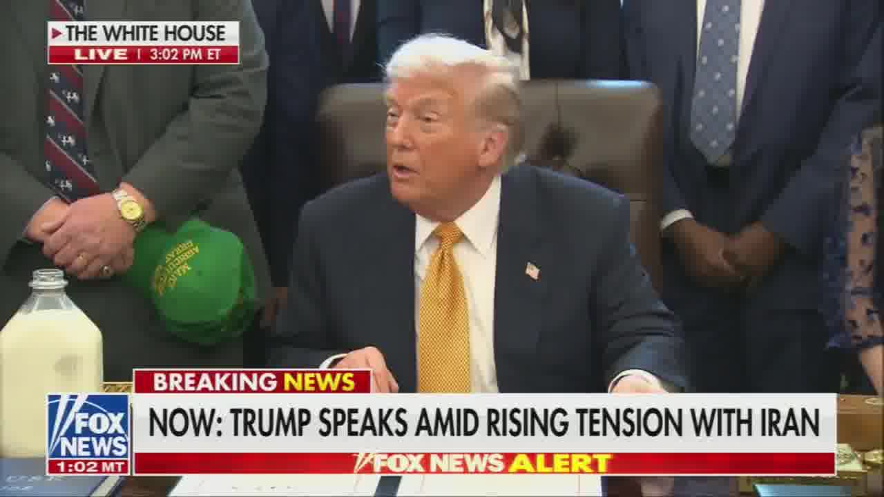 Trump says he has been told that killing in Iran has stopped and there would be no executions. “I've been told that on good authority” he says and if they occur “we would be upset”