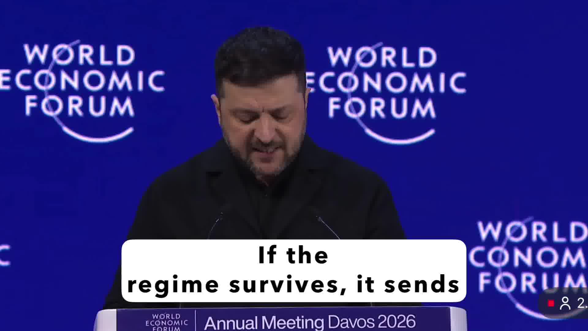 Zelensky on Iran in Davos:  By the time politician started forming a position, the Ayatollah has already killed thousands. If the regime survives, it sends a clear signal to every bully: kill enough people and you stay in power. “There was so much talk about the protests in Iran, but they drowned in blood. The world has not helped enough, the Iranian people and its true. It has stood aside . By the time politicians came back to work and started forming a position, the Ayatollah has already killed thousands. And what will Iran become after this bloodshed? If the regime survives, it sends a clear signal to every bully: kill enough people and you stay in power. Who in Europe needs that message to become a reality? And yet Europe hasn't even tried to build its own response”.
