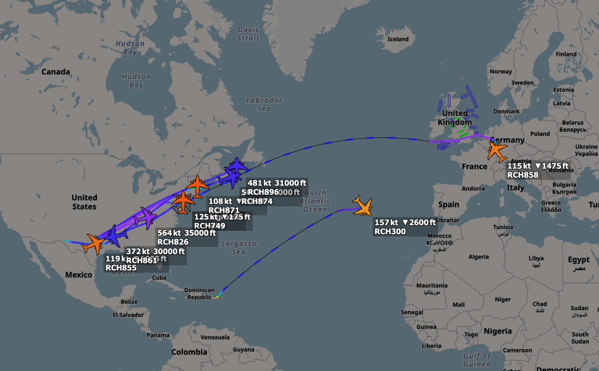 Significant movement of U.S. transport flights to the Middle East resumed