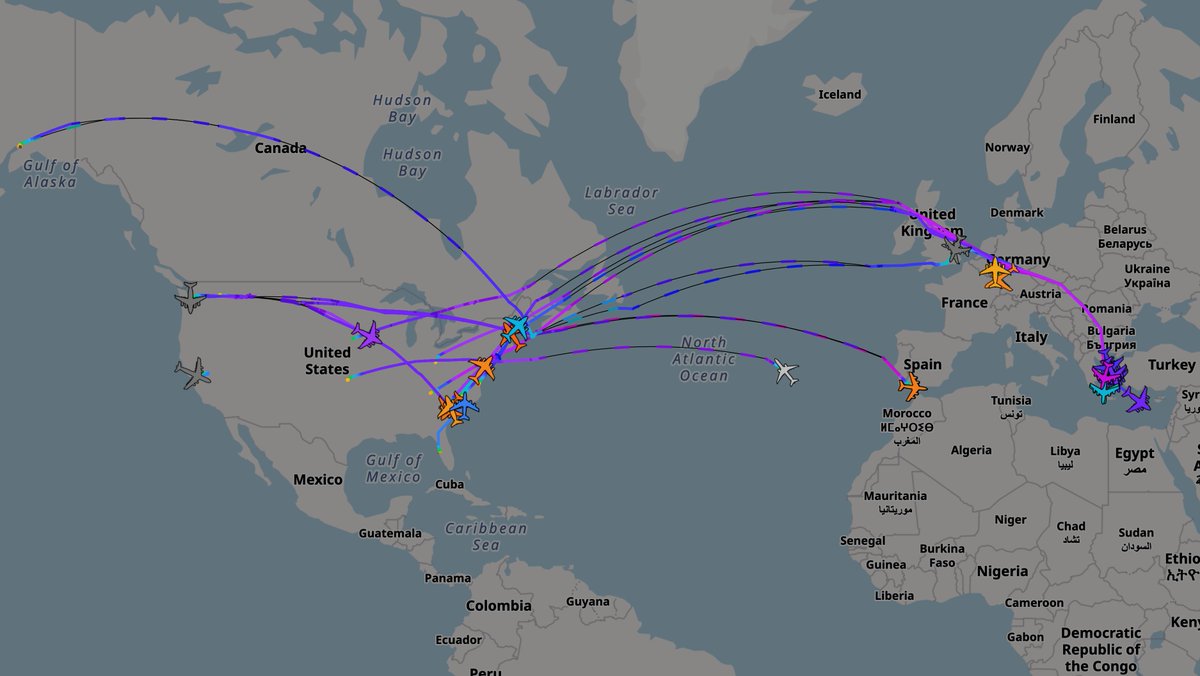 USAF United States Air Force - Middle East Activity (Coronet): 17 February - 1129z. There are currently 36x F-16s and 12x F-22s on the move, or about to depart towards the Middle East. 12x F-16s each from Aviano and Spangdahlem in Europe, and 12x from McEntire Joint National Guard Base. F-22 Raptors as TREND 51 flight have departed Langley Air Force Base with ROMA tankers on Coronet East 033