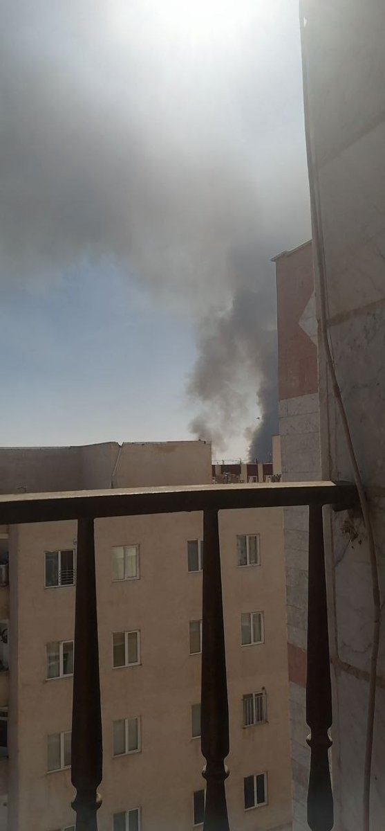 Additional footage from the city of Parand in Iran's Tehran province. Eyewitnesses report observing three distinct columns of smoke in the area