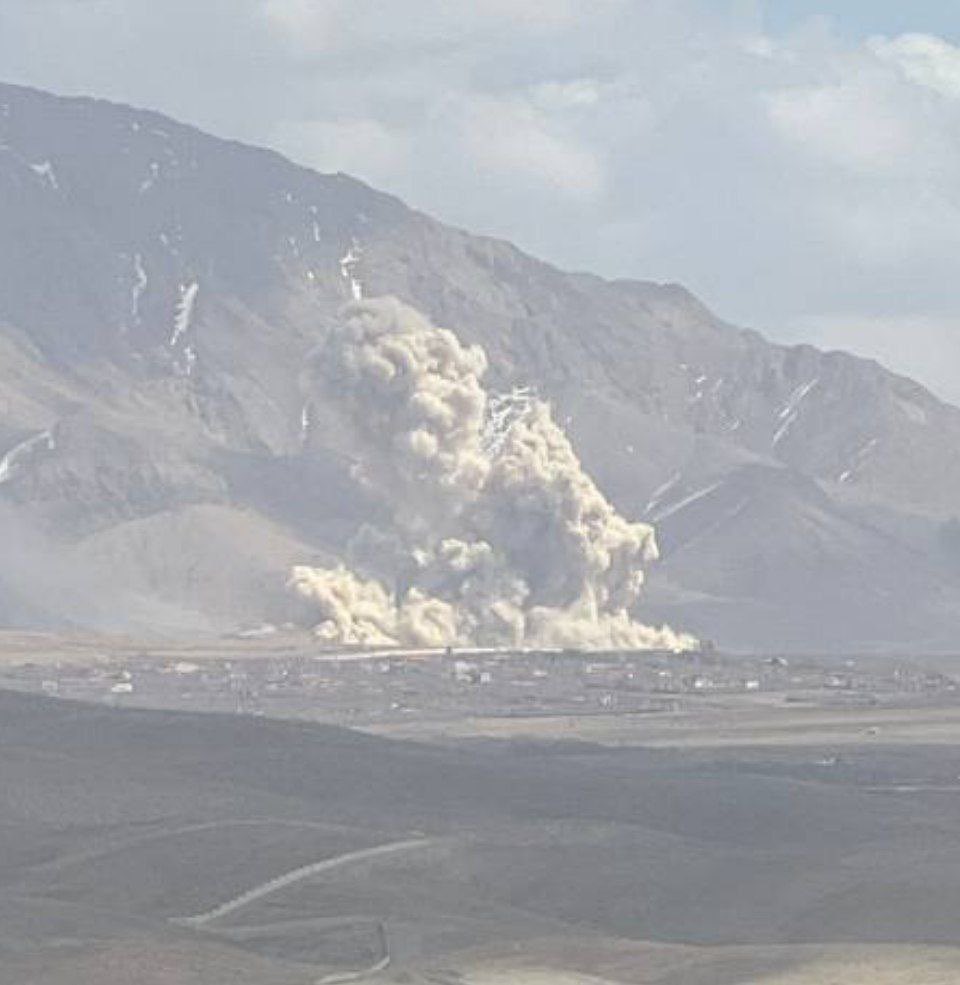 Massive explosion, smoke plume, after a U.S./Israeli airstrike targeting an IRGC base in Damavand, northwest Iran