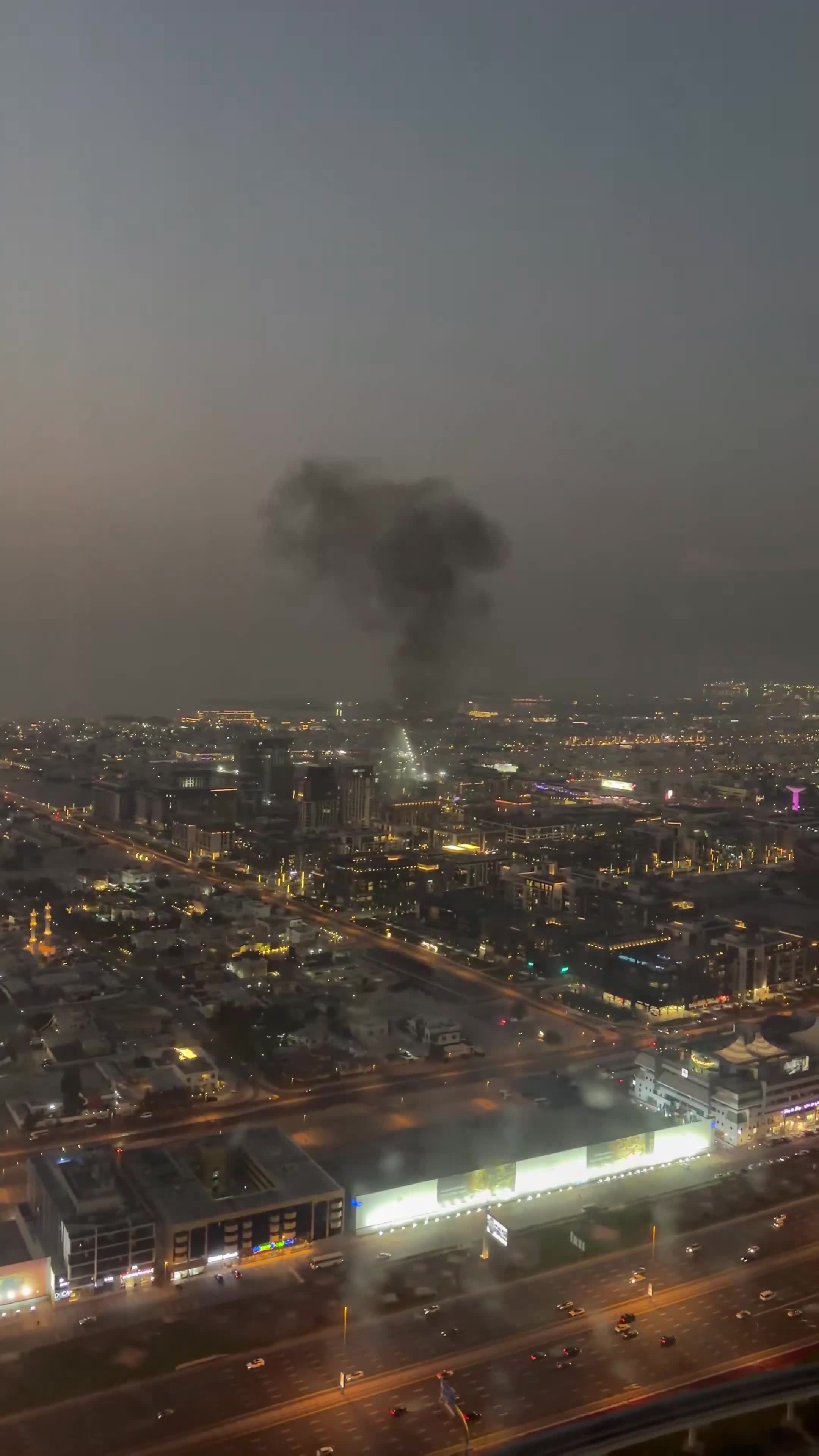 Area on Fire in Dubai are Air Defense Failed and fell on the city
