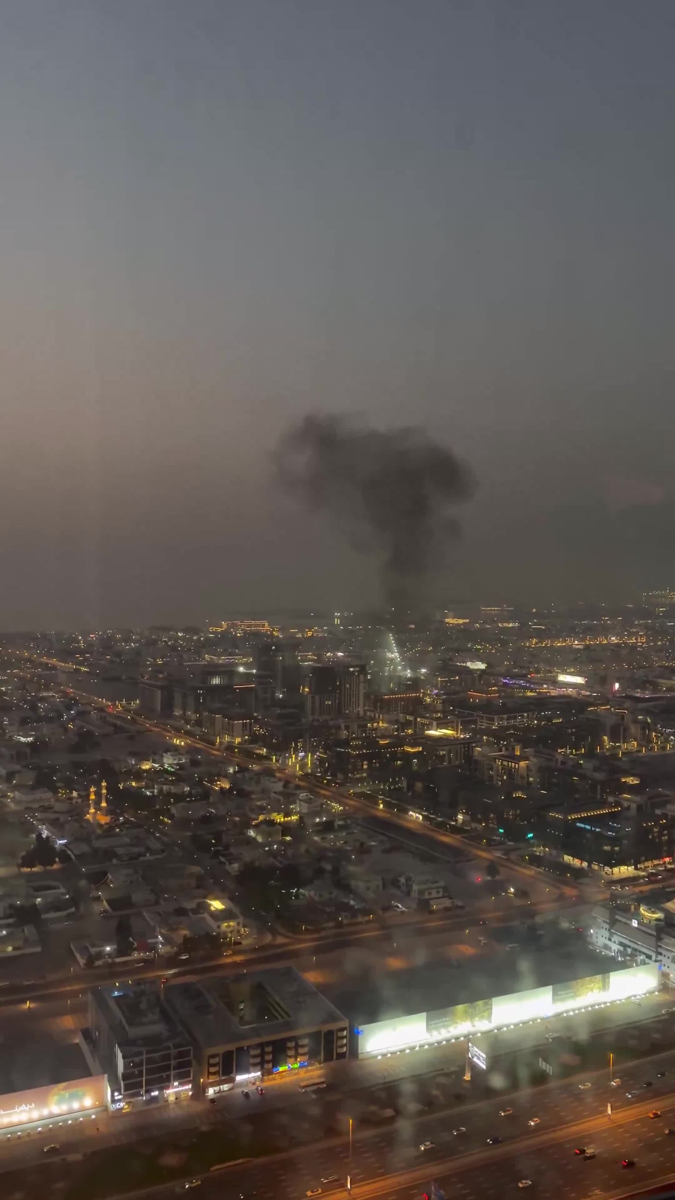 Area on Fire in Dubai are Air Defense Failed and fell on the city