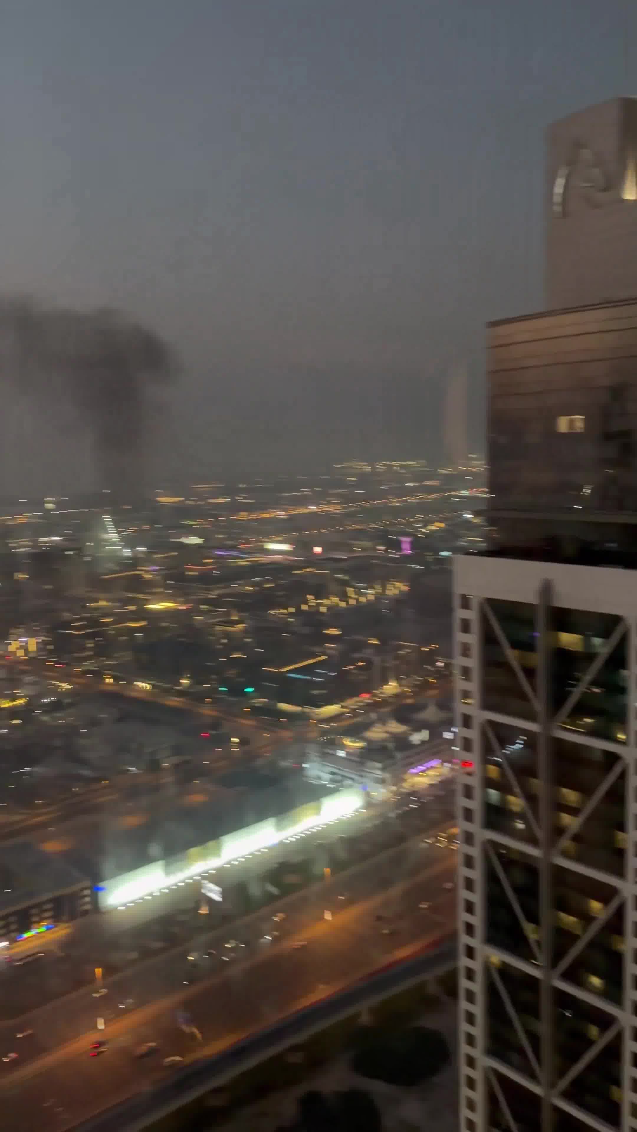 Area on Fire in Dubai are Air Defense Failed and fell on the city