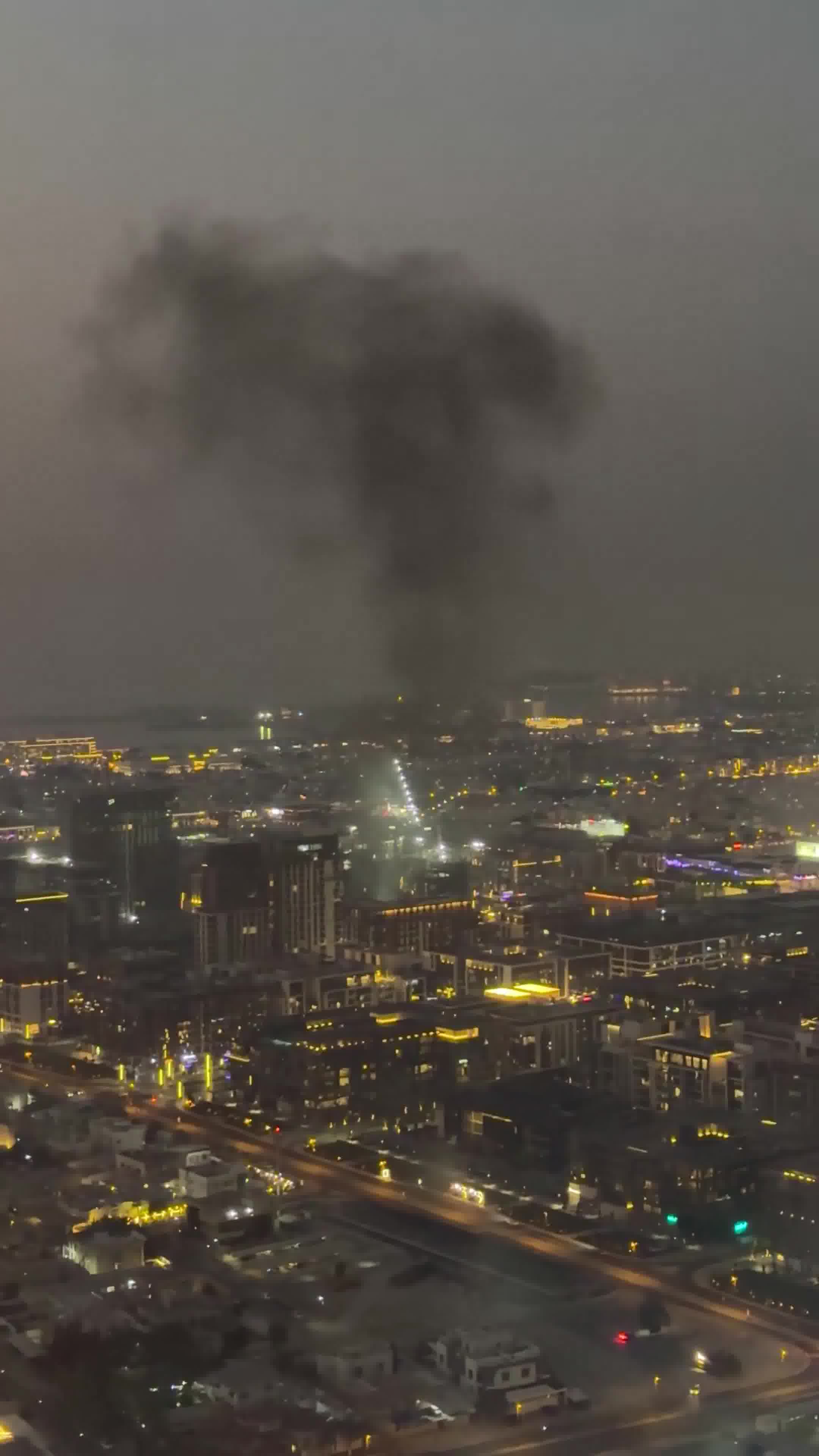 Area on Fire in Dubai are Air Defense Failed and fell on the city