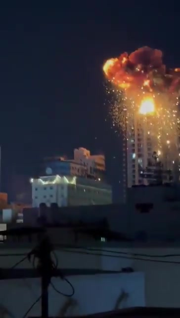 Faytuks Network video showing an Iranian drone hitting a building in Bahrain