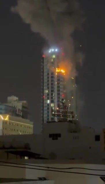 Faytuks Network video showing an Iranian drone hitting a building in Bahrain