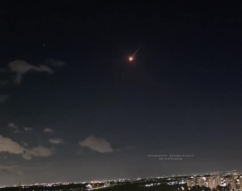 Iranian missile being intercepted in the skies over the Tel Aviv