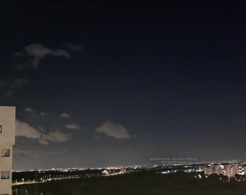 Iranian missile being intercepted in the skies over the Tel Aviv