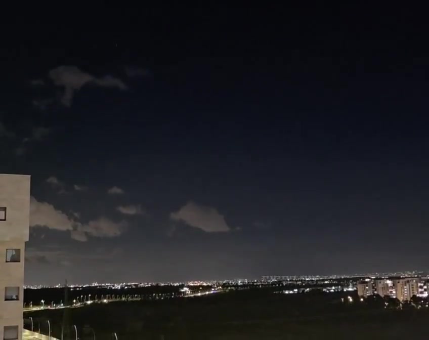 Iranian missile being intercepted in the skies over the Tel Aviv