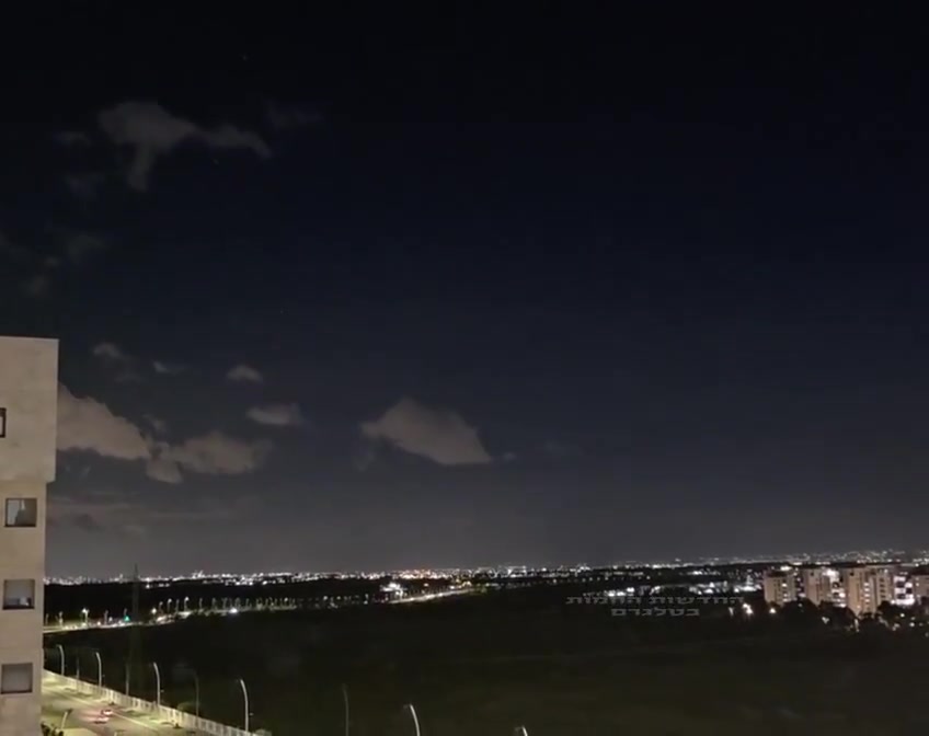Iranian missile being intercepted in the skies over the Tel Aviv