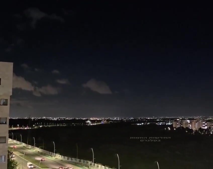 Iranian missile being intercepted in the skies over the Tel Aviv