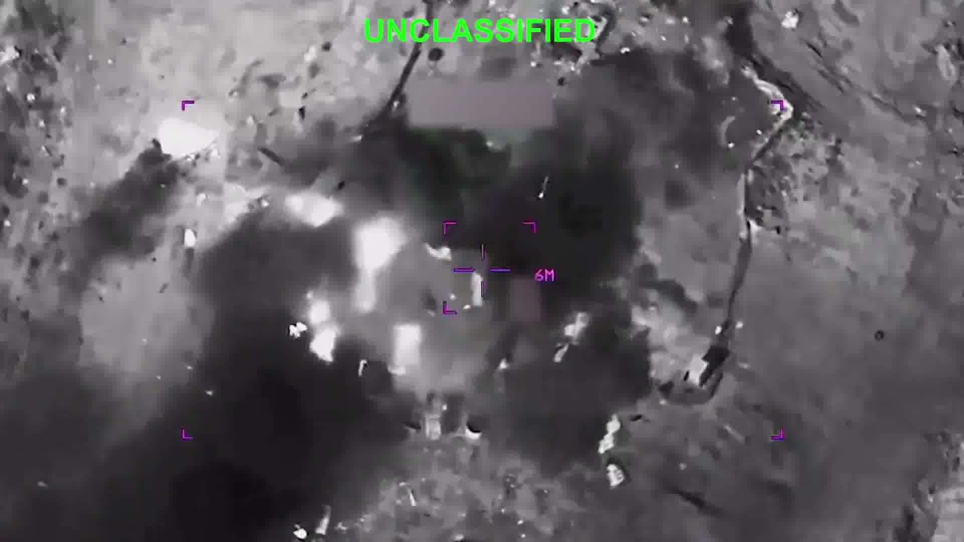 The US Central Command publishes footage showing its strikes against Iran today, including targeting an Iranian drone on the ground