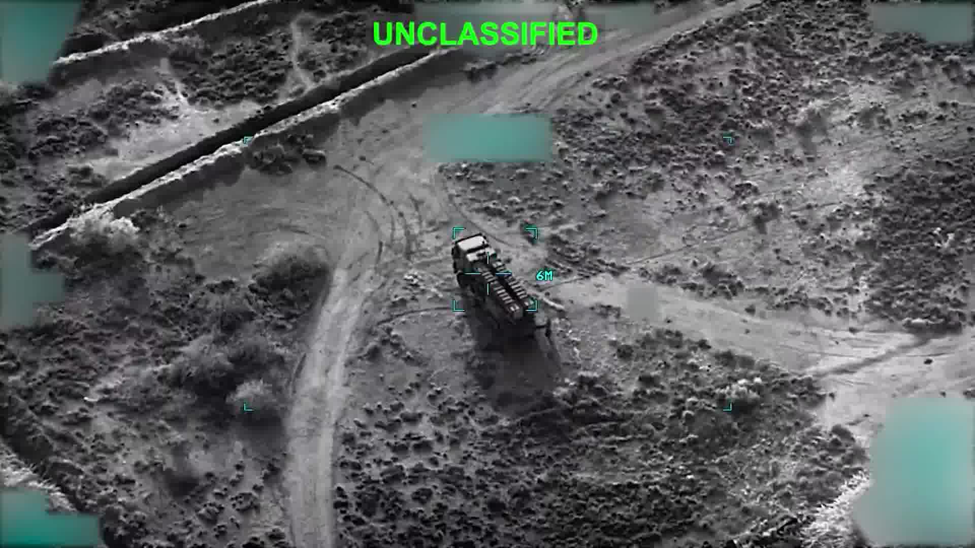 The US Central Command publishes footage showing its strikes against Iran today, including targeting an Iranian drone on the ground