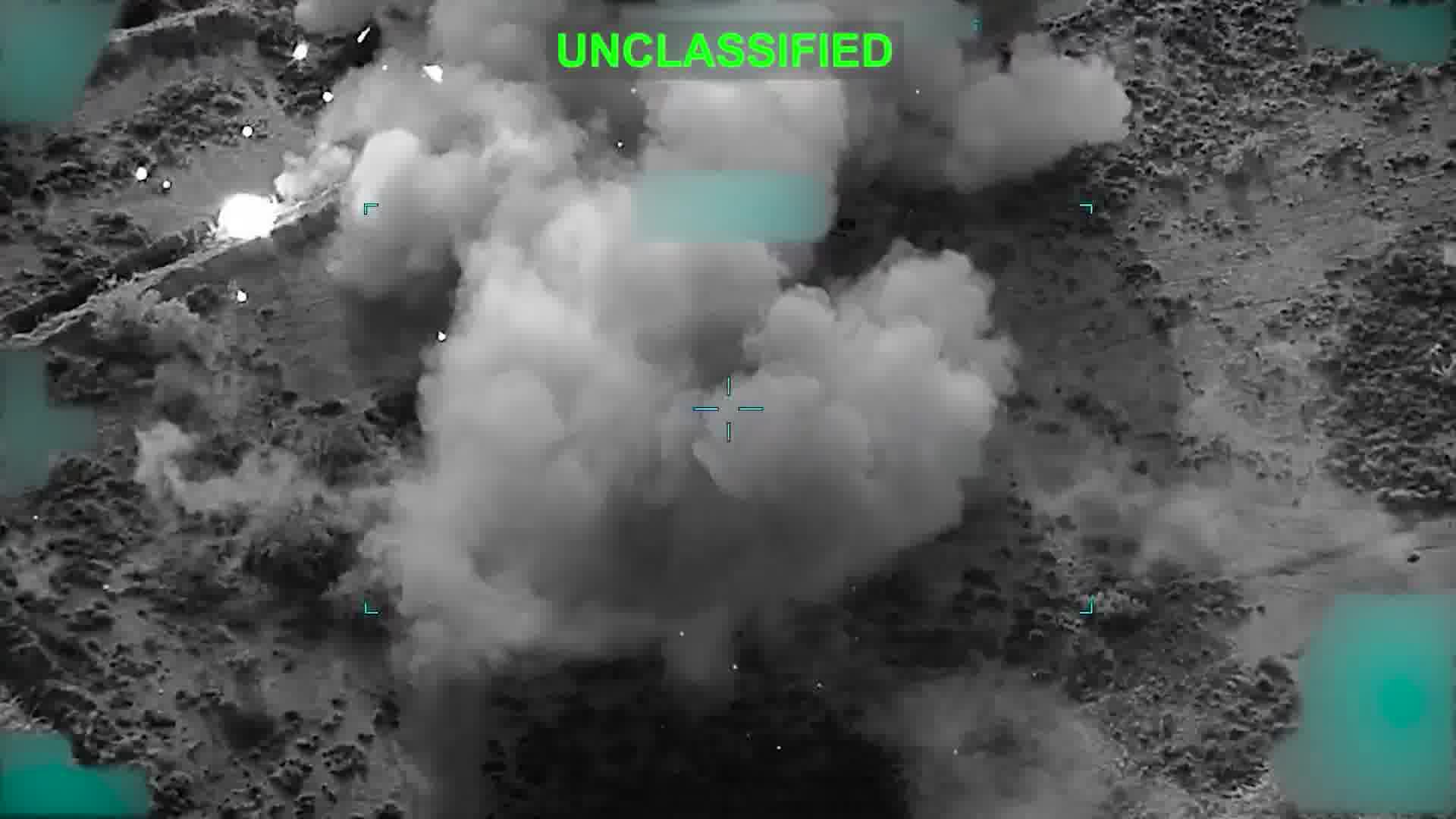 The US Central Command publishes footage showing its strikes against Iran today, including targeting an Iranian drone on the ground