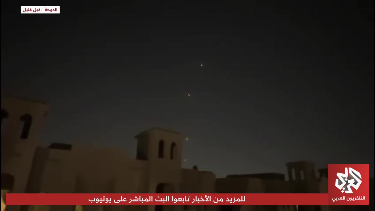 Footage shows air defenses intercepting Iranian missiles in Qatari airspace.