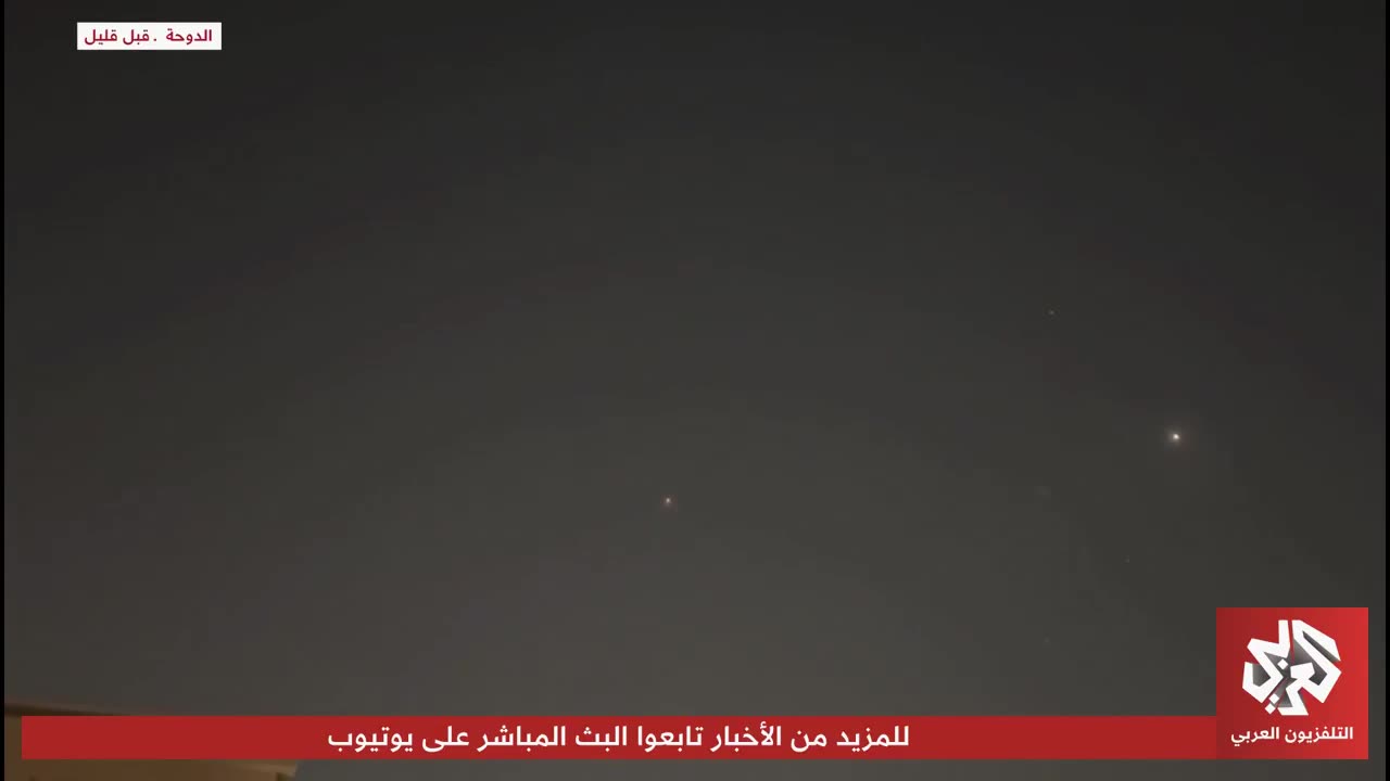 Footage shows air defenses intercepting Iranian missiles in Qatari airspace.