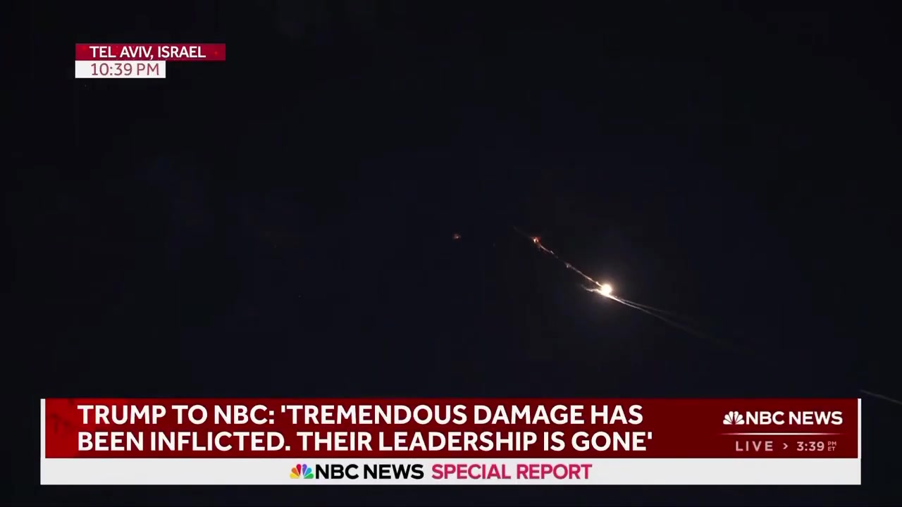 Footage showing the impact of an Iranian ballistic missile moment ago on Tel Aviv, Israel