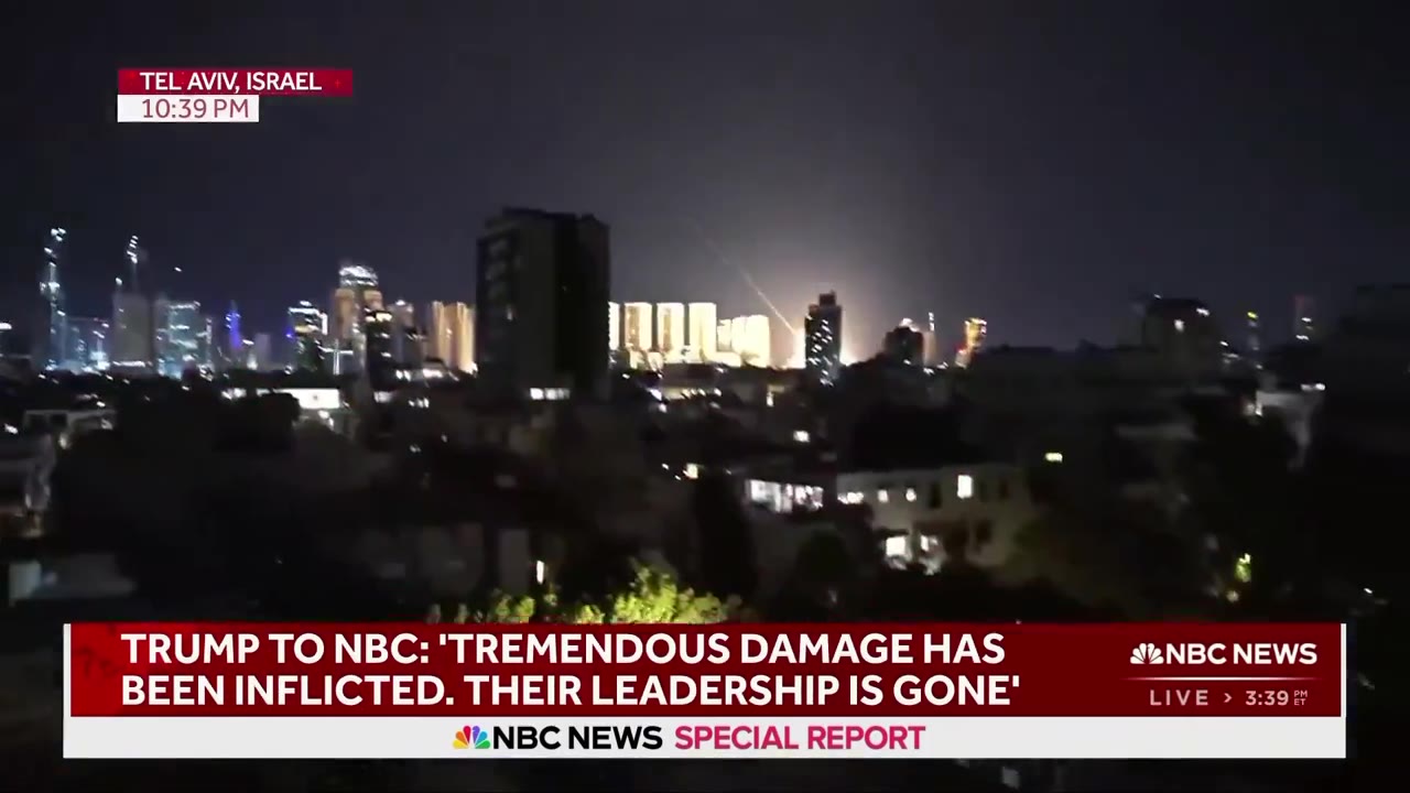 Footage showing the impact of an Iranian ballistic missile moment ago on Tel Aviv, Israel