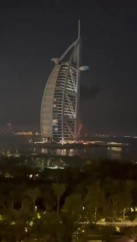 An Iranian drone seems to have hit the world-famous Burj al-Arab hotel in Dubai