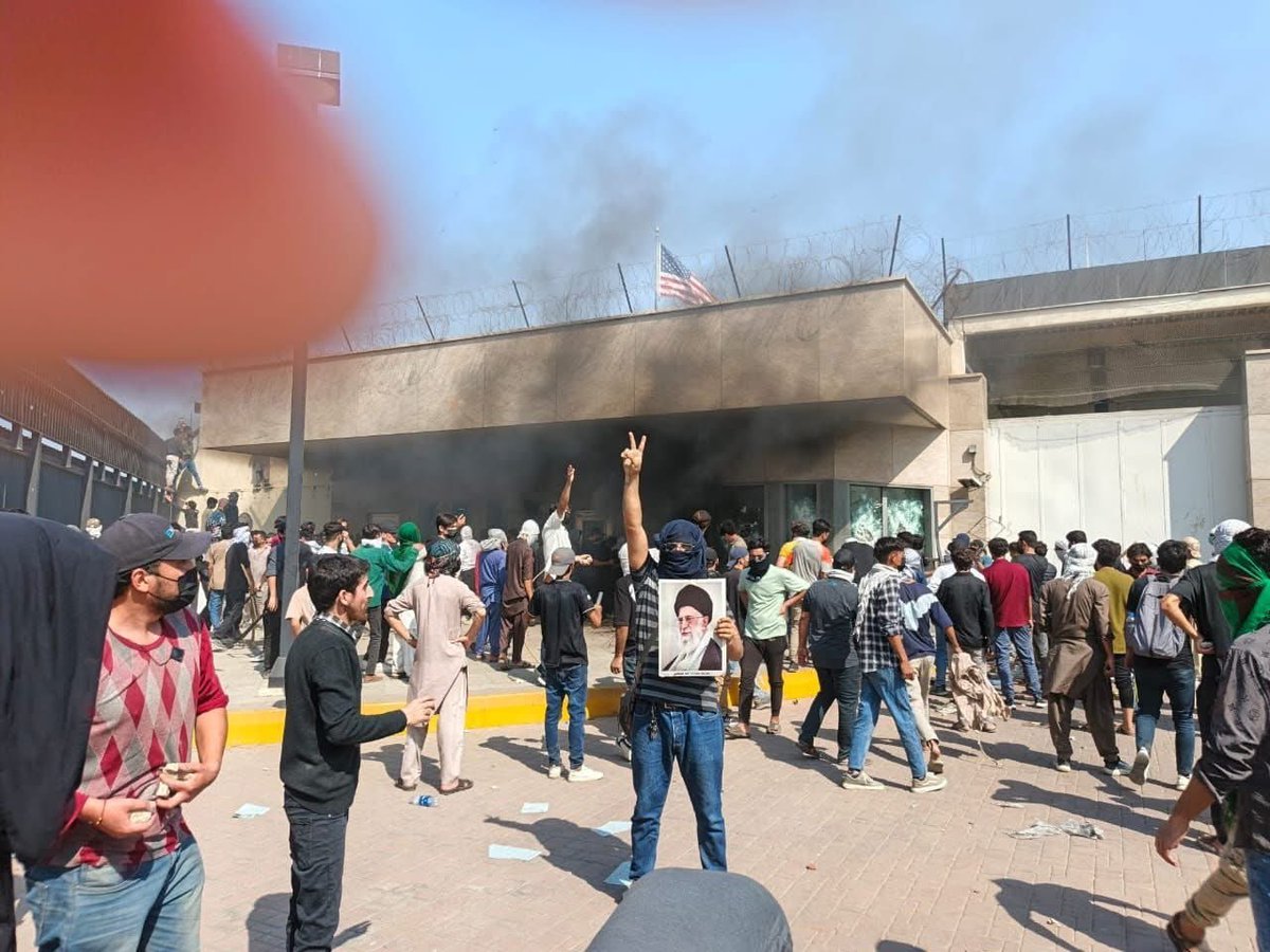 Locals protesting stikes on Iran have stormed the entrance area of the US Consulate in Karachi, Pakistan and set the guard house on fire