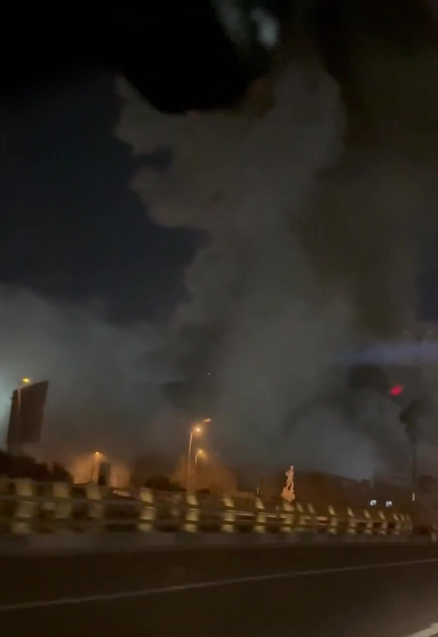 Footage showing strike at IRGC buildings at the Hemmat Highway in northern Tehran 