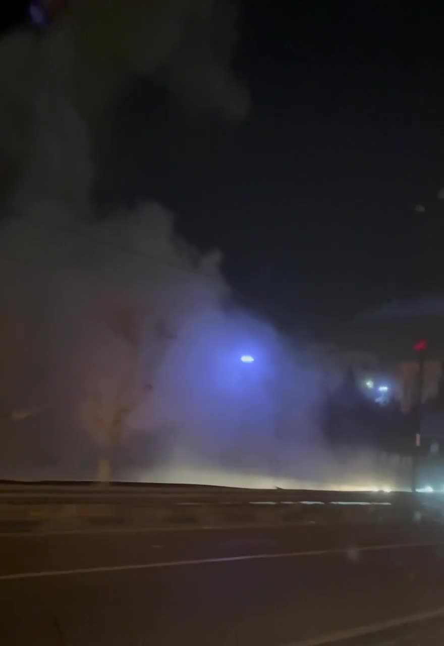 Footage showing strike at IRGC buildings at the Hemmat Highway in northern Tehran 