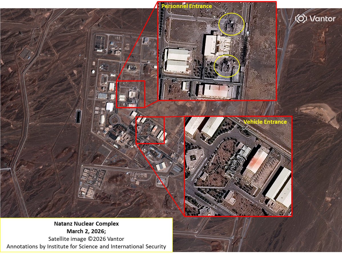 Natanz has been hit. Satellite images show that two entrances used by personnel at the Natanz nuclear facility's underground enrichment complex and another entrance used by vehicles have been severely damaged