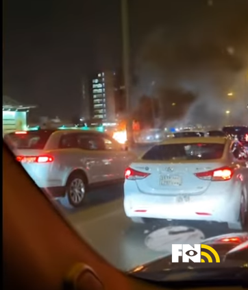 A drone strike was reported on the King Fahd Causeway, the bridge linking Saudi Arabia and Bahrain across the Gulf - Picture sent to Faytuks Network by a local