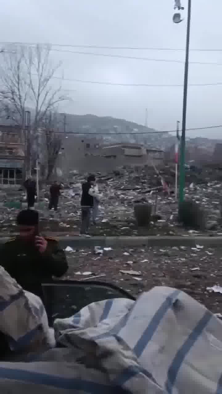 The police station in Marivan, Iran, was completely destroyed in an airstrike.
