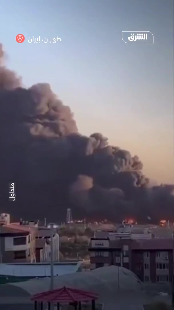 Footage circulating online shows plumes of smoke rising after airstrikes targeted Mehrabad Airport, west of the Iranian capital, Tehran.